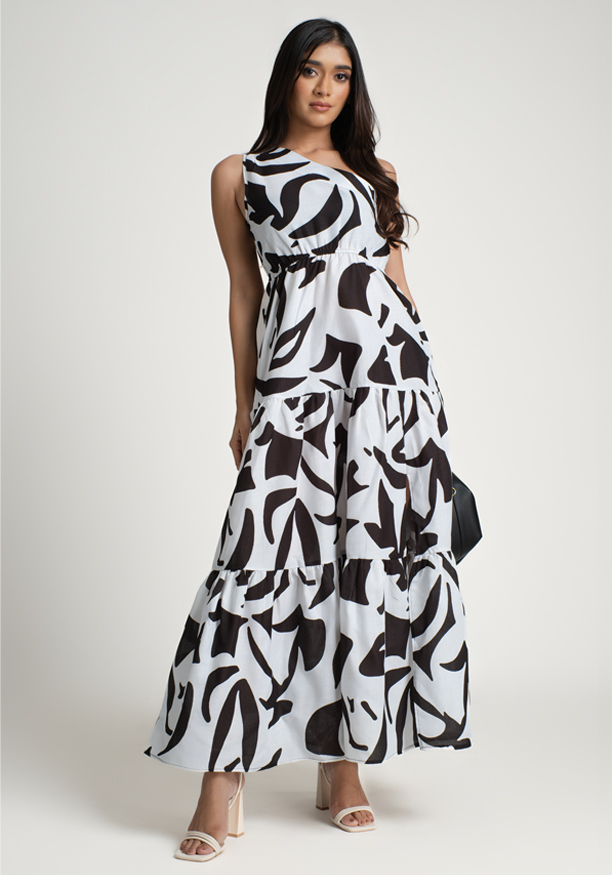 EMILIA BLACK PRINTED DRESS